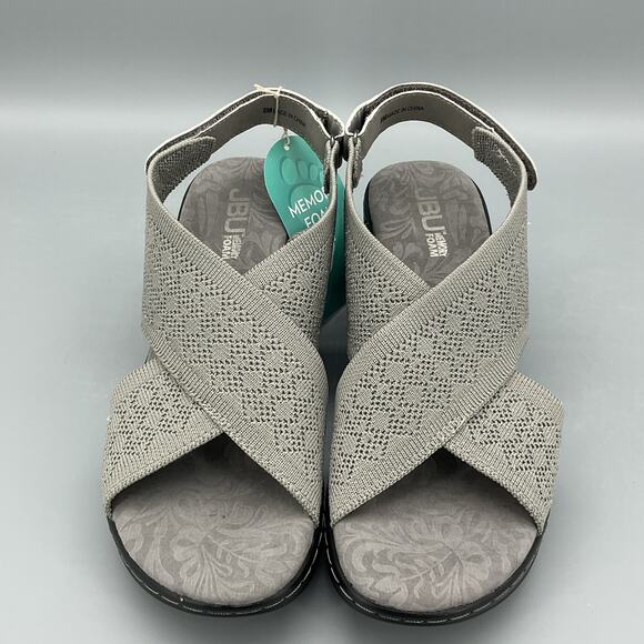 NEW JBU Women’s Alyssa Wedge Sandals Grey Shimmer Size 8M - Picture 3 of 11